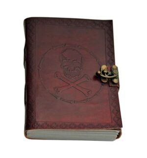 Skulls & Bones Leather Embossed 5″x7″ Notebook Journal With Lock