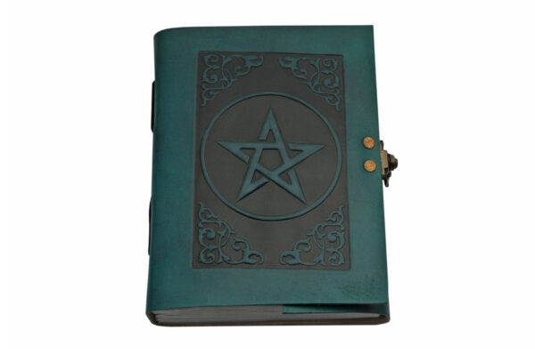Green Pentagram Leather Embossed 5″x7″ Notebook Journal With Lock
