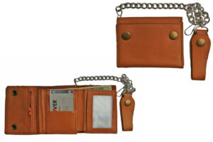 Brown Tri-Fold 4.5 inch Leather Biker Wallet
