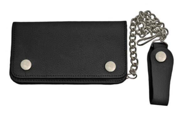 Black Bi-Fold 6.5 inch Leather Biker Wallet