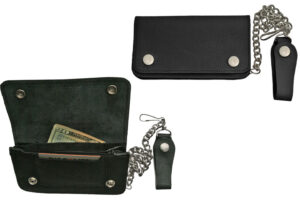 Black Bi-Fold 6.5 inch Leather Biker Wallet