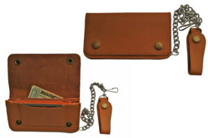 Brown Bi-Fold 6.5 inch Leather Biker Wallet
