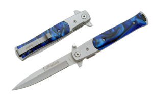 5" BLUE STILLETTO TYPE FOLDING KNIFE