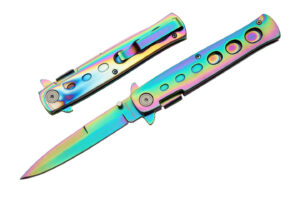 5" RAINBOW STILLETTO TYPE FOLDING KNIFE