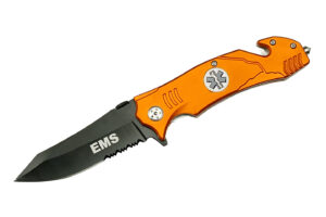 Orange Ems Rescue Stainless Steel Blade | Abs Handle 4.5 inch Edc Folder