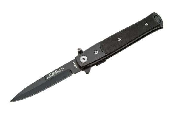 Black Stiletto Stainless Steel Blade | G10 Handle 7.25 inch Edc Folding Knife