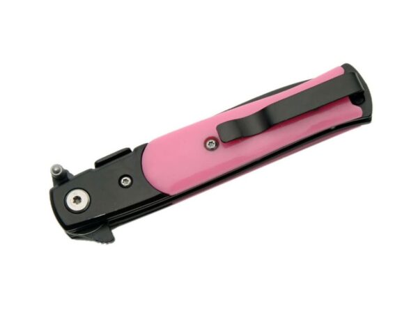 Pink Stiletto Black Stainless Steel Blade | Abs Steel Handle 7.25 inch Edc Folding Knife