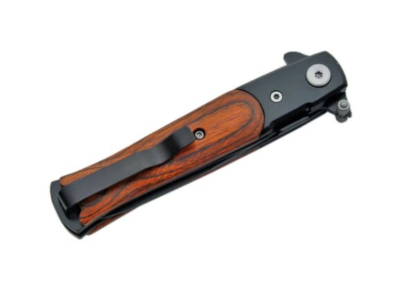 Wood Stiletto Black Stainless Steel Blade | Abs Steel Handle 7.25 inch Edc Folding Knife