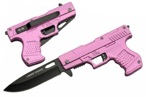 Ladies Choice Stainless Steel Blade | Pink Aluminum Handle 8 inch Edc Gun Folding Knife