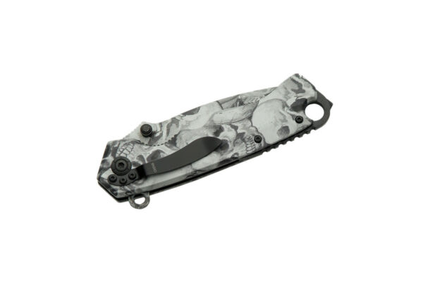 Dead Heads Skull Stainless Steel Blade | Black/Grey Finish Aluminum Handle 4.5 inch Edc Pocket Folding Knife