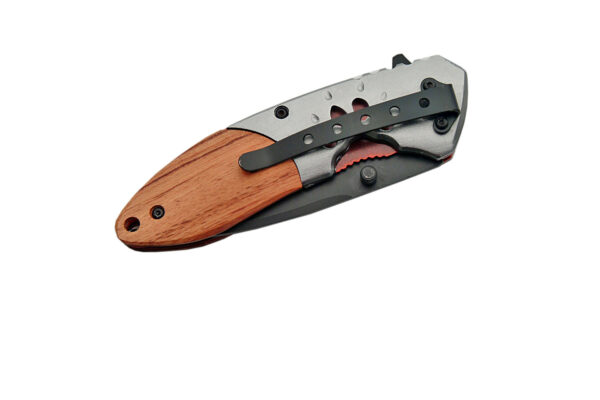 4.5" WOLF IMPRINT FOLDING KNIFE WITH WOOD HANDLE