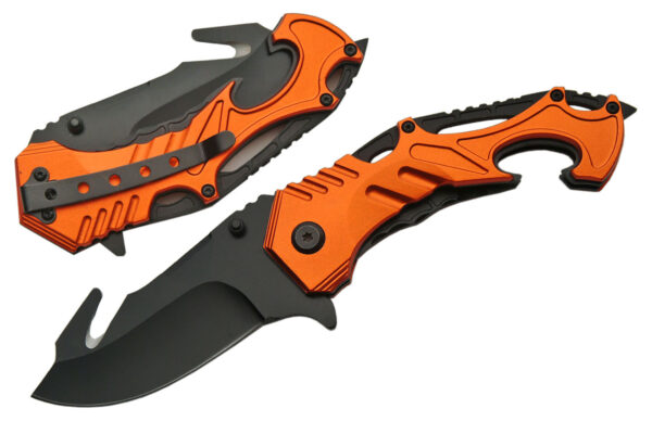 4.5" TACTICAL KNIFE WITH ORANGE HANDLE/BLACK BLADE