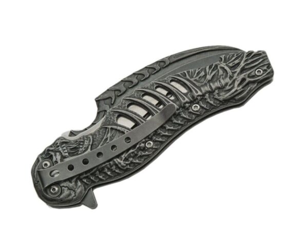 Skull Talon Stainless Steel Blade | Oxidized Stone Wash Handle 5 inch Edc Folding Knife