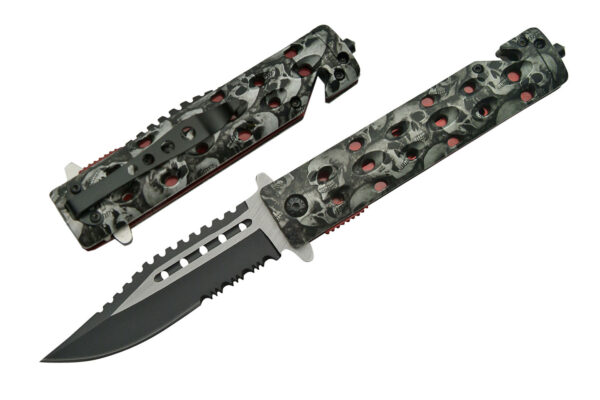 Skull Grey Stainless Steel Blade | Abs Handle 8.5 inch Edc Folding Knife