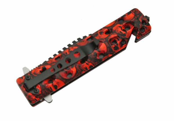 Skull Red Stainless Steel Blade | Abs Handle 8.5 inch Edc Folding Knife