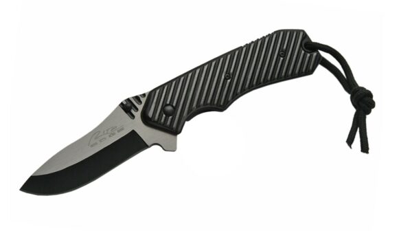 Grooved Tech Black Stainless Steel Blade | Metal Handle 8 inch Edc Folding Knife
