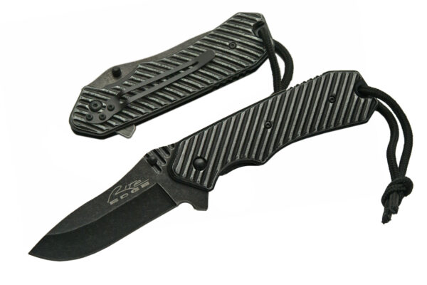 Grooved Tech Stainless Steel Blade | Metal Handle 8 inch Edc Folding Knife