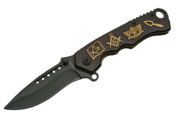 Gold Mason Stainless Steel Blade | Black Handle With Gold Lining 4.5 inch Edc Pocket Folding Knife