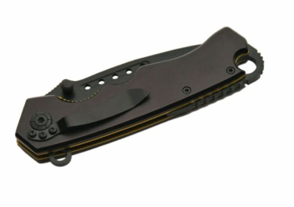 Gold Mason Stainless Steel Blade | Black Handle With Gold Lining 4.5 inch Edc Pocket Folding Knife