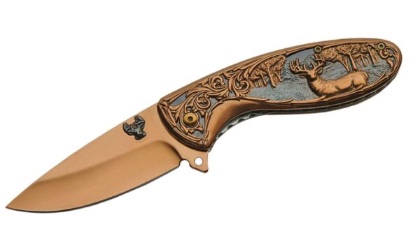 Rose Gold Stainless Steel Blade | Titanium Finish Handle 8 inch Edc Folding Knife