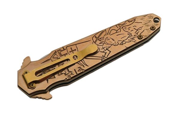 Rose Gold Stainless Steel Blade | Titanium Finish Handle 8.5 inch Edc Knight Folder