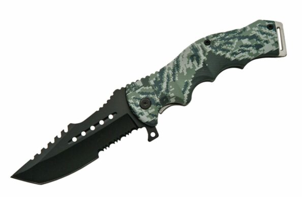 Camo OPS Stainless Steel Blade | Green Camo Handle 8.5 inch Edc Folding Knife