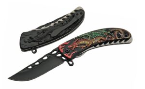 Red Dragon Flame Stainless Steel Blade | Aluminum Handle 8 inch Edc Folding Knife