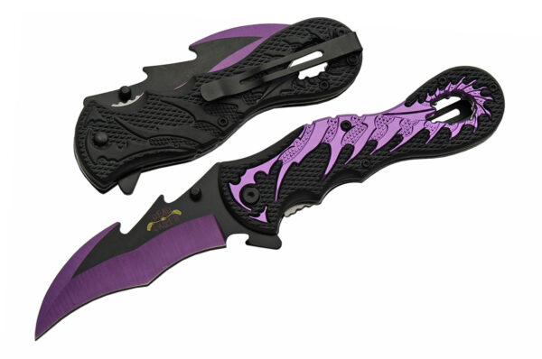 Dragon Tail Purple Stainless Steel Blade | Abs Handle 5 inch Edc Folding Knife