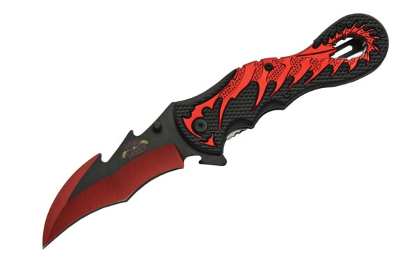 Dragon Tail Red Stainless Steel Blade | Abs Handle 5 inch Edc Folding Knife