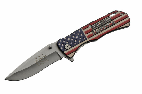 GOD Bless American Flag Stainless Steel Blade | Aluminum Handle 4.5 inch Edc Pocket Folder