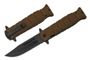 Brown Stainless Steel Blade | Rubber Handle 8.5 inch Edc Folding Knife