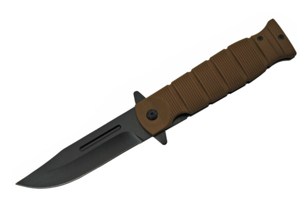 Brown Stainless Steel Blade | Rubber Handle 8.5 inch Edc Folding Knife