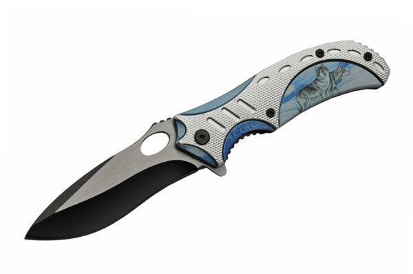 Bright Wildlife Two Tone Stainless Steel Blade | Aluminum Handle 4.5 inch Edc Pocket Folding Knife