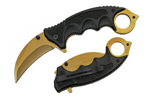 Gold Titanium Finish Stainless Steel Blade | Abs Handle 5.25 inch Edc Karambit Knife
