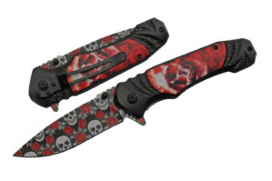Skull Rose Stainless Steel Blade | Abs Handle 8.25 inch Edc Folding Knife