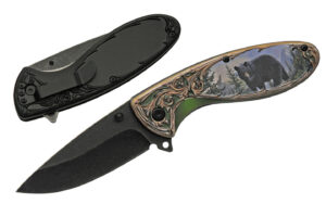 Bear Wildlife Stainless Steel Blade | Plastic Handle 7.5 inch Edc Folding Knife