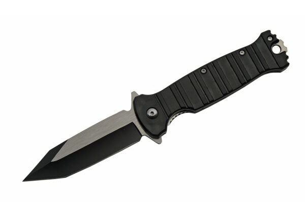 Black Stripe Stainless Steel Blade | Black Abs Handle 8.25 inch Edc Folding Knife