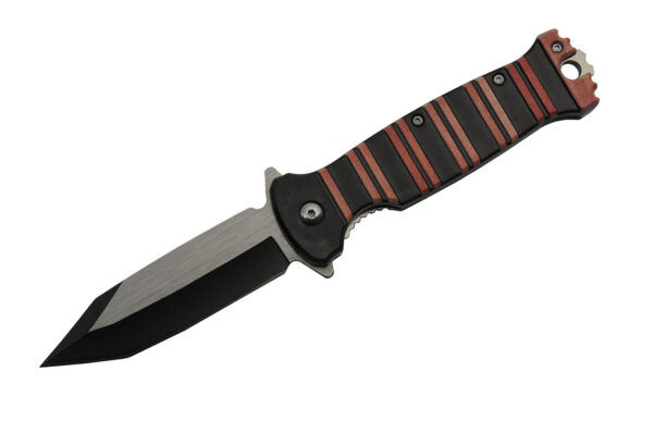Orange Stripe Stainless Steel Blade | Orange Black Abs Handle 8.25 inch Edc Folding Knife