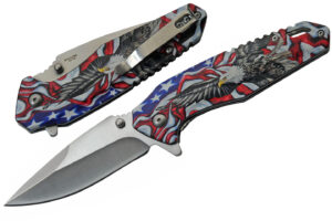 Soaring USA Eagle Stainless Steel Blade | Aluminum Handle 4.5 inch EDC Folding Knife
