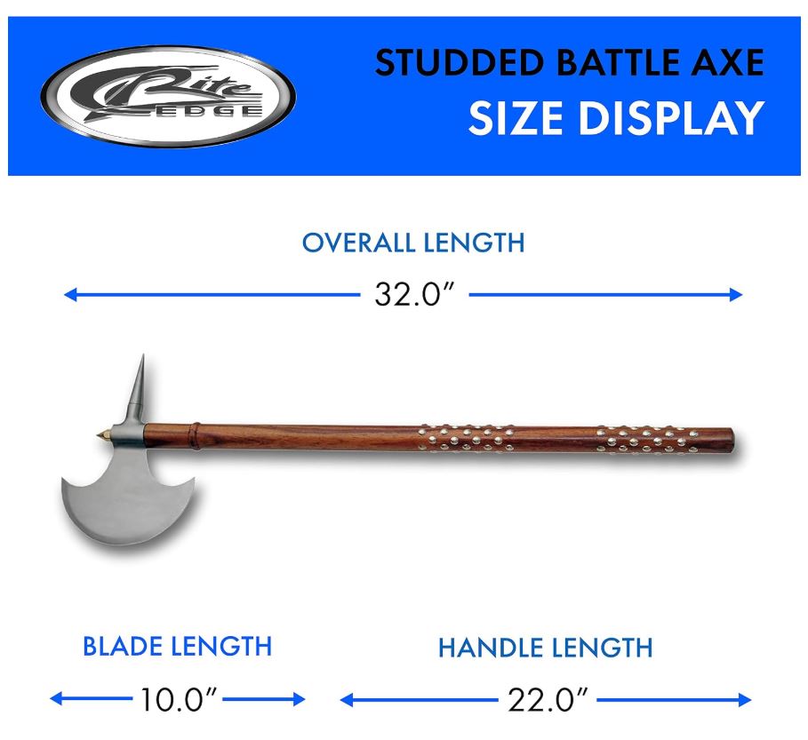 32″ Studded Battle Axe Carbon Steel Blade Wooden Handle 32″ Studded Battle Axe Carbon Steel Blade Wooden Handle