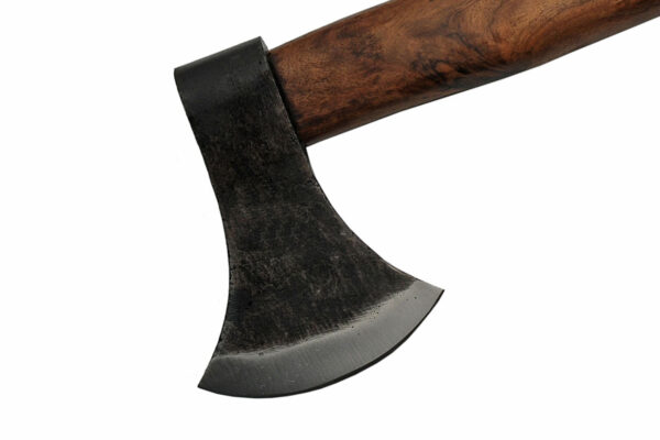 Medieval Round Edge Carbon Steel Blade | Wooden Handle 15.5 inch Axe
