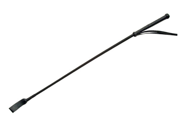 Black Flexible 27 inch Leather Handle Riding Crop