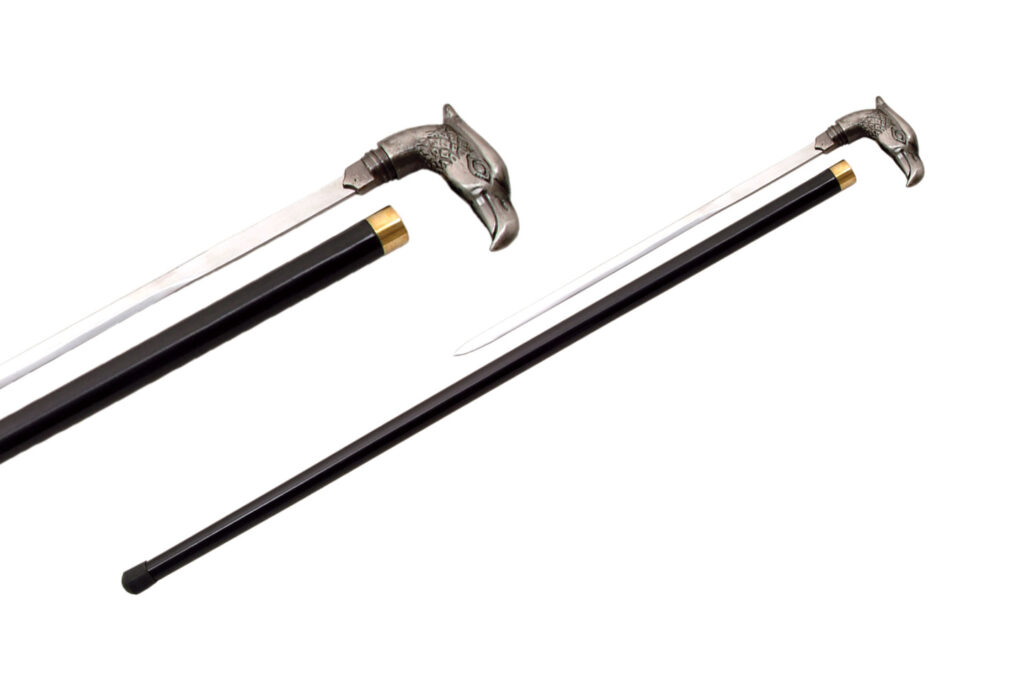 Bird Stainless Steel Blade Pewter Finish Handle 34 inches Walking