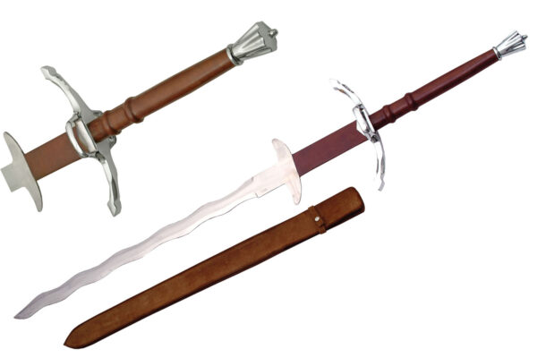 Medieval Flamberge Stainless Steel Blade | Leather Wrapped Handle 50 inch Sword
