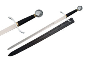 Medieval Silver Stainless Steel Blade | Black Handle 41.25 inch Knight Sword