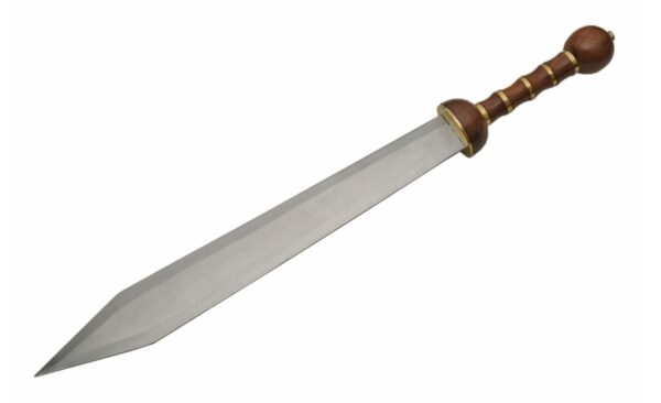 Medieval Roman Gladius Stainless Steel Blade | Wooden Handle Brass Ring Spacers 32 inch EDC Sword