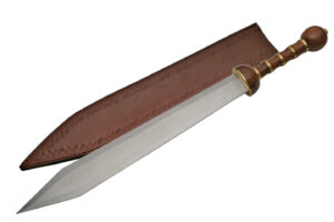Medieval Roman Gladius Stainless Steel Blade | Wooden Handle Brass Ring Spacers 32 inch EDC Sword