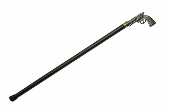 Pistol Stainless Steel Blade | Pewter Finish Handle 34 inches Walking Cane Sword