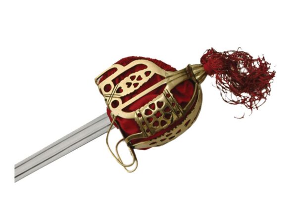 Scottish Ceremonial Stainless Steel Blade | Brass Basket Red Velvet Handle 41 inch Broad Sword