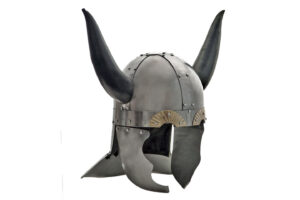Viking 18 Guage Carbon Steel Helmet With Leather Horns